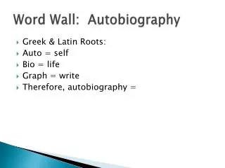 Word Wall: Autobiography
