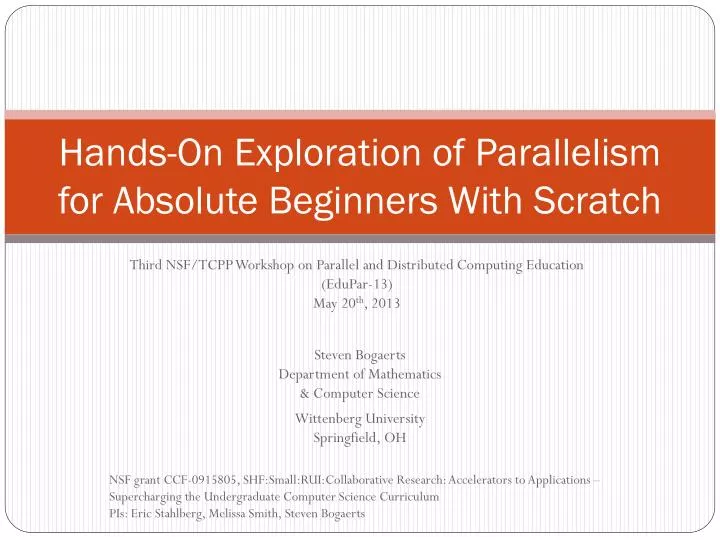 hands on exploration of parallelism for absolute beginners w ith scratch