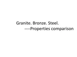Granite. Bronze. Steel. 			----Properties comparison