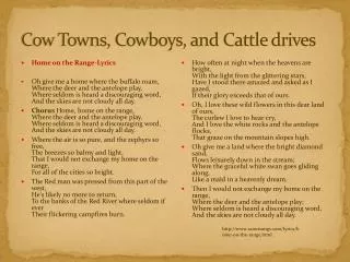 Cow Towns, Cowboys, and Cattle drives
