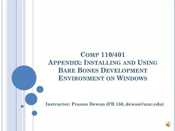 comp 110 401 appendix installing and using bare bones development environment on windows