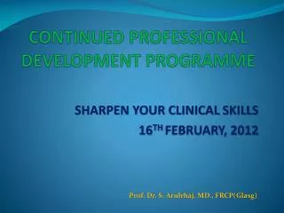 CONTINUED PROFESSIONAL DEVELOPMENT PROGRAMME