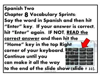 Spanish Two Chapter Vocabulary Sprints: