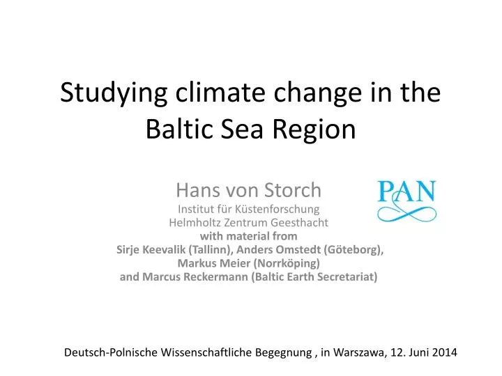 studying climate c hange in the baltic sea region