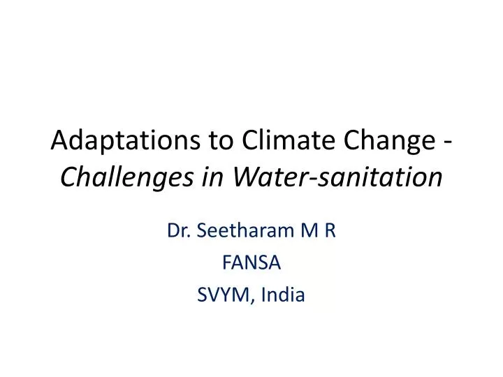 adaptations to climate change challenges in water sanitation