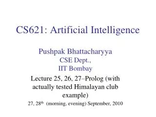 CS621: Artificial Intelligence