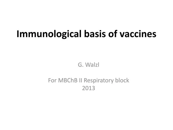 immunological basis of vaccines