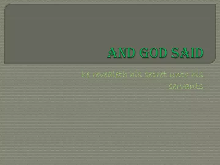 and god said