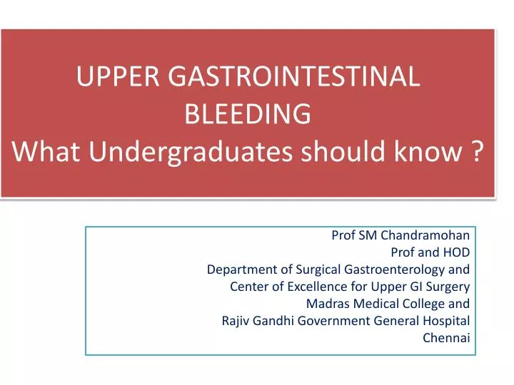 upper gastrointestinal bleeding what undergraduates should know
