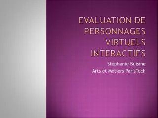 evaluation de personnages virtuels interactifs