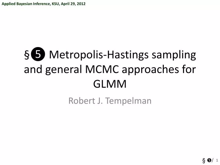 metropolis hastings sampling and general mcmc approaches for glmm