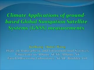 Climate Applications of ground-based Global Navigation Satellite Systems (GNSS ) measurements