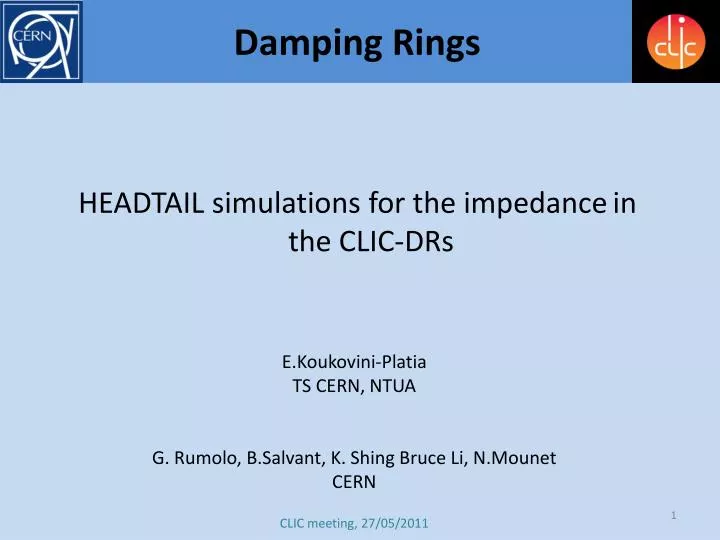 headtail simulations for the impedance in the clic drs