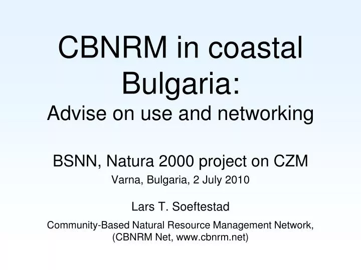 cbnrm in coastal bulgaria advise on use and networking