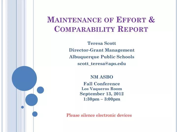 maintenance of effort comparability report