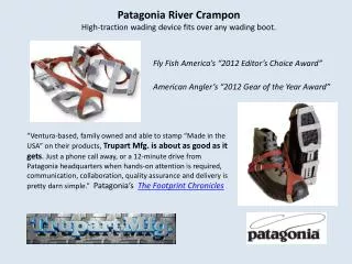 Patagonia River Crampon High-traction wading device fits over any wading boot.