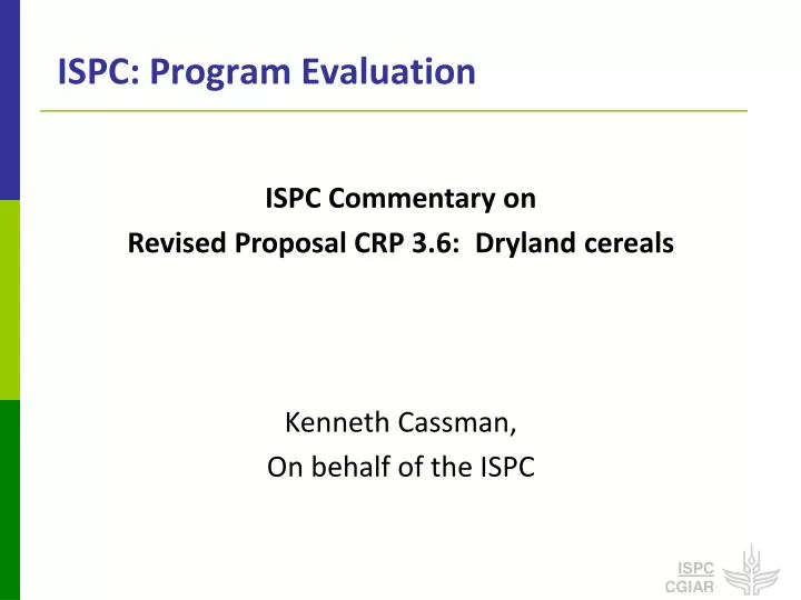 ispc program evaluation