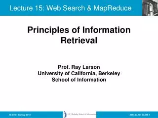 Lecture 15: Web Search &amp; MapReduce