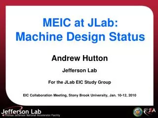 MEIC at JLab: Machine Design Status