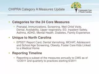 CHIPRA Category A Measures Update