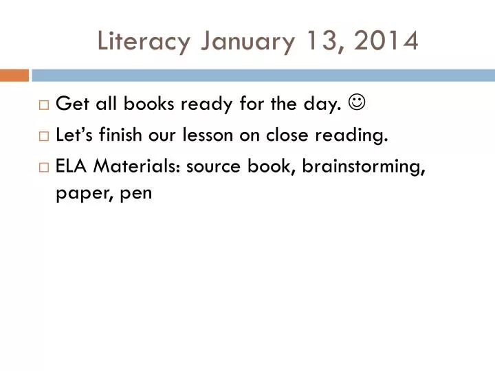 literacy january 13 2014