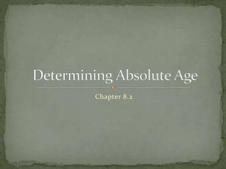determining absolute age