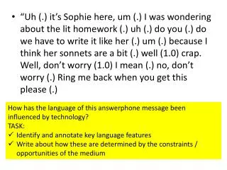 How has the language of this answerphone message been influenced by technology? TASK: