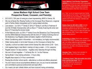 James Madison High School Crew Team Prospective Rower, Coxswain, and Parent(s)