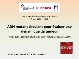 adn mutant circulant pour valuer une dynamique de tumeur