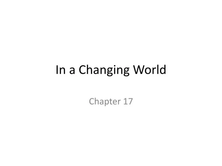 in a changing world