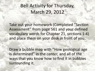 Bell Activity for Thursday, March 29, 2012