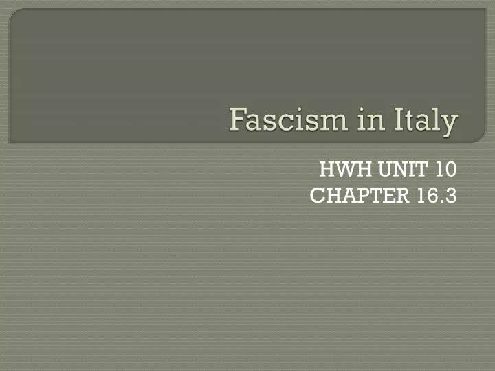 fascism in italy