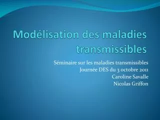 mod lisation des maladies transmissibles