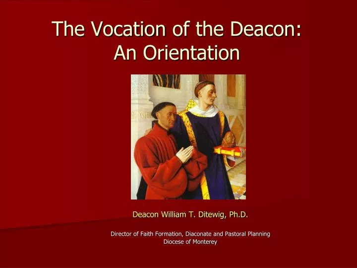 the vocation of the deacon an orientation