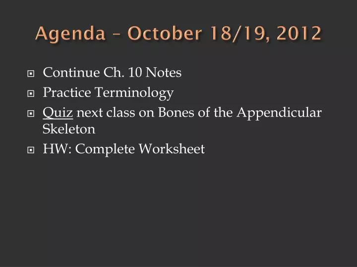 agenda october 18 19 2012