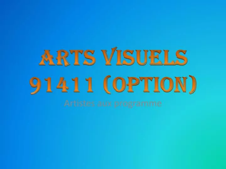 arts visuels 91411 option