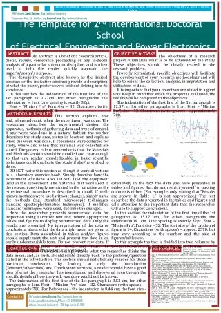 The Template for 2 nd International Doctoral School