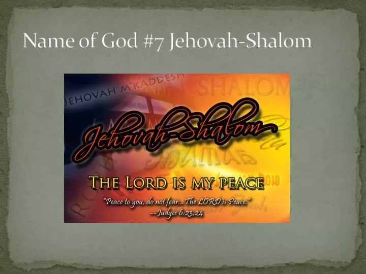 name of god 7 jehovah shalom