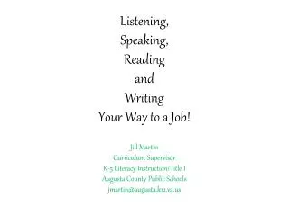 Listening, Speaking, Reading and Writing Your Way to a Job!