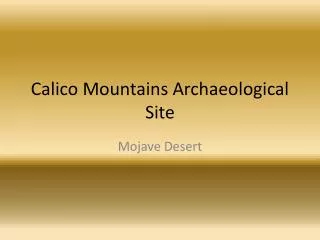 Calico Mountains Archaeological Site