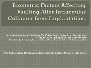 Biometric Factors Affecting Vaulting After Intraocular Collamer Lens Implantation.