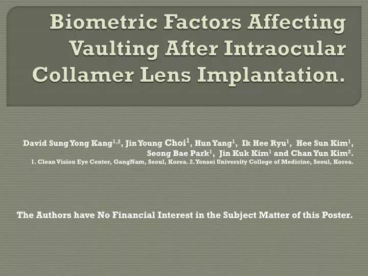 biometric factors affecting vaulting after intraocular collamer lens implantation