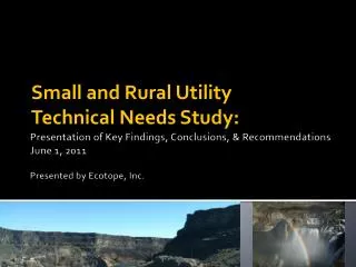 Small and Rural Utility Technical Needs Study: