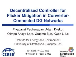 Decentralised Controller for Flicker Mitigation in Converter-Connected DG Networks