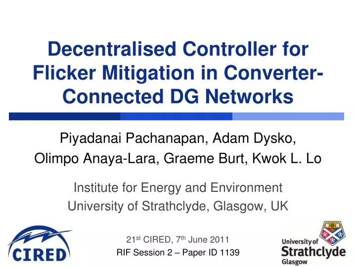 decentralised controller for flicker mitigation in converter connected dg networks