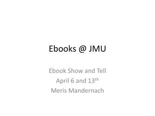 Ebooks @ JMU