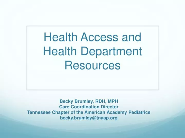 health access and health department resources
