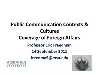 Public Communication Contexts &amp; Cultures Coverage of Foreign Affairs