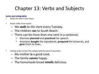 Chapter 13: Verbs and Subjects