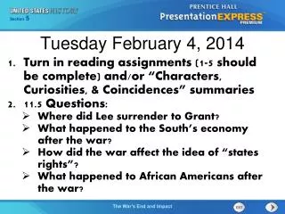 Tuesday February 4, 2014